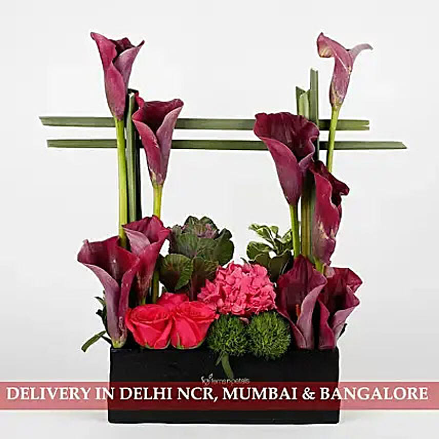 Exotic Arrangement of Purple Calla Lilies