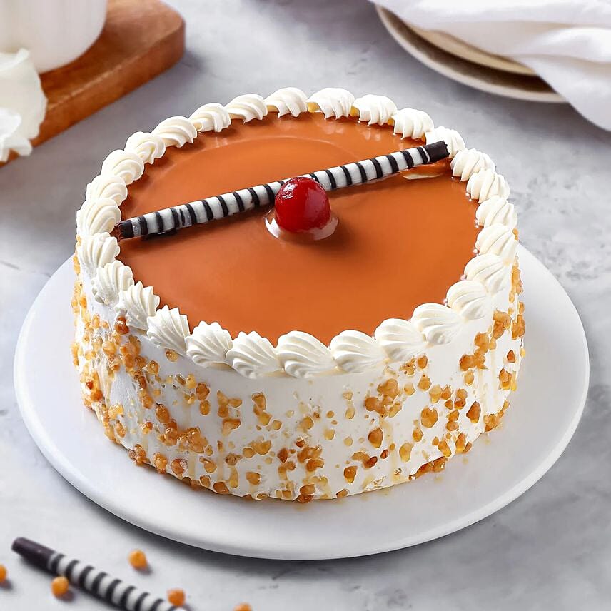 Golden Butterscotch Eggless Cake