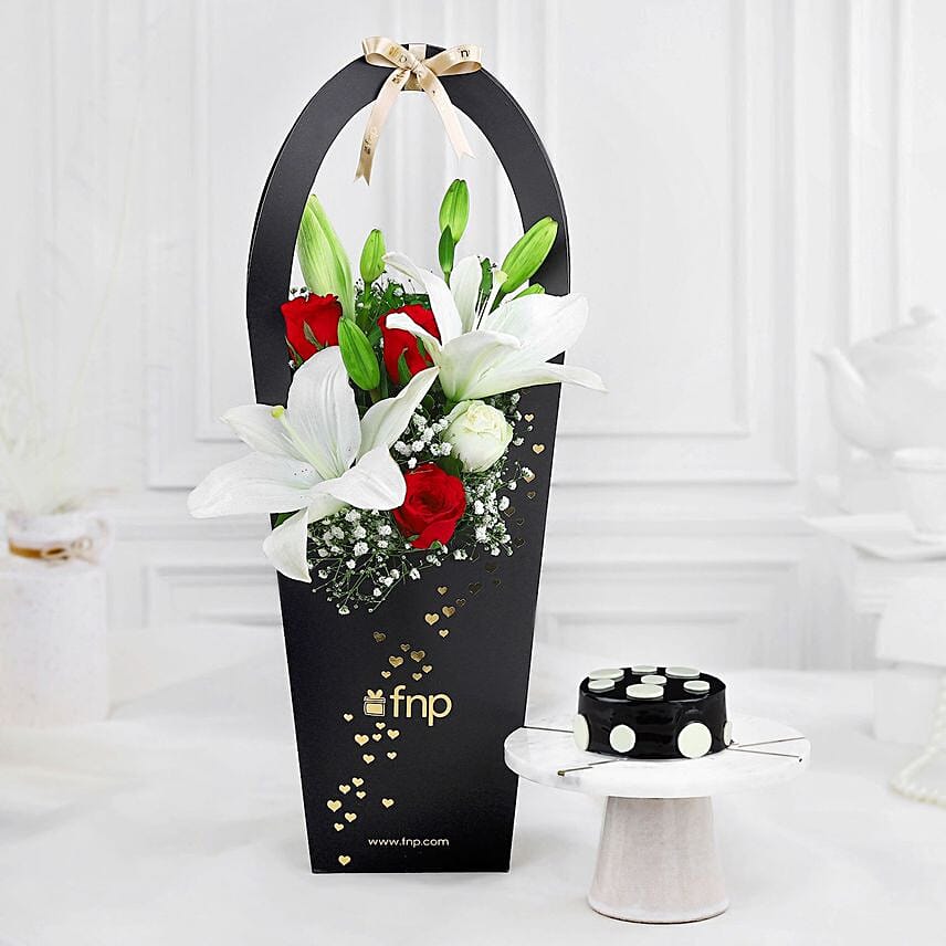 Opulent Elegance Bouquet N Truffle Cake Combo