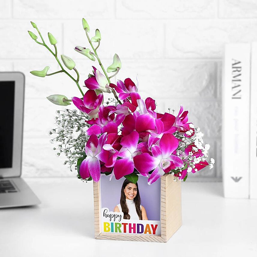 Personalised Birthday Orchids Wishes In Table Organiser