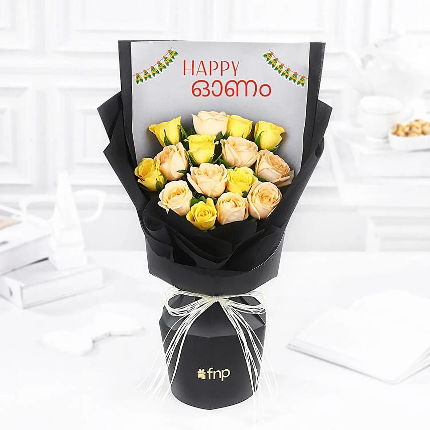 Onam Splendor Rose Bouquet: Onam Gifts