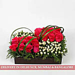 30 Pink Roses 13 Hypericum Berries Tray Arrangement