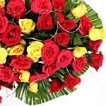 100 Red Yellow Roses Premium Arrangement