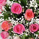 Beautiful Pink Roses Glass Vase Arrangement