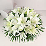 Pure 10 White Asiatic Lilies In Fishbowl Vase