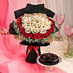 Spectacular Rose Bouquet And Truffle Combo