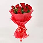 Eggless Chocolate Truffle Cake and Red Roses Bouquet
