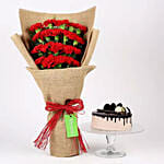20 Red Carnations and Chocolate Cake