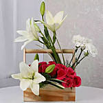 White N Pink Floral Wooden Arrangement