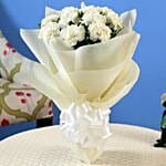 12 White Carnations Bouquet Medium
