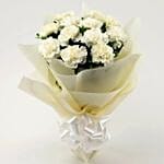 12 White Carnations Bouquet Medium