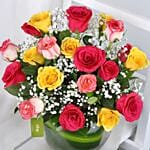 Blissful Mixed Roses Glass Vase Arrangement
