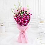 Dreamy Violet Whispers Orchids Bouquet N Black Forest Combo