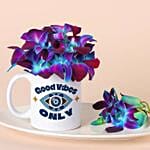 Good Vibes Mug N Orchids Combo