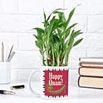 Happy Onam Mug N Lucky Bamboo Duo