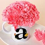 Personalised Initial Mug with Pink Carnations