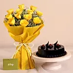 Sunshine Delivered Roses Bouquet Truffle Cake