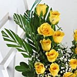 Yellow Roses Basket Arrangement