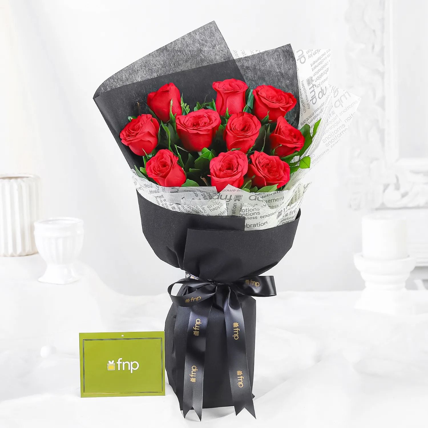 Fnp Red Roses Online Premium Red Roses Double Wrapped Bouquet Gift Delivery in India ...
