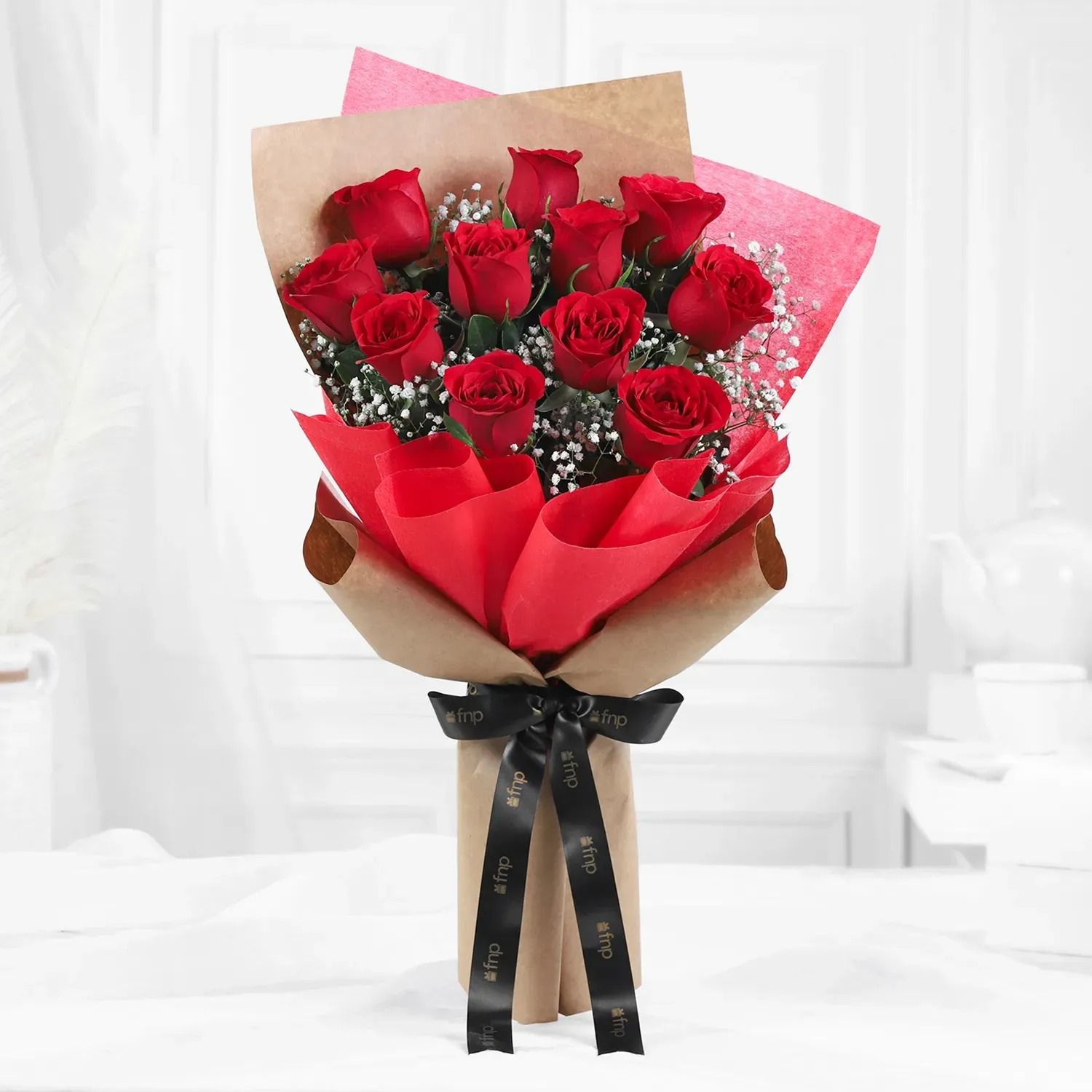 Online 11 Romantic Red Roses Bouquet Gift Delivery in India - Fnp.ae