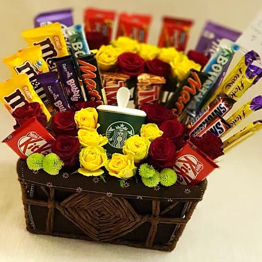 Exotic Flowers and Chocolates Basket