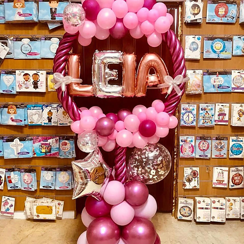 Pink Balloon Arch For Baby Girl