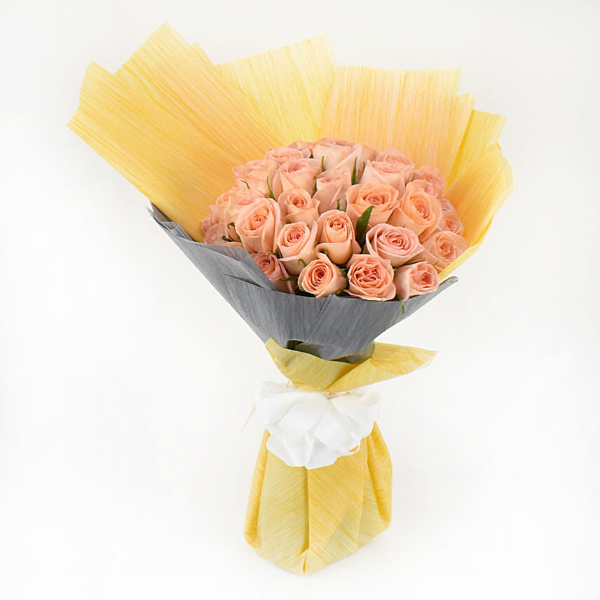 35 Peach Rose Bouquet