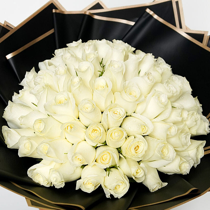 50 White Roses Beauty Bouquet
