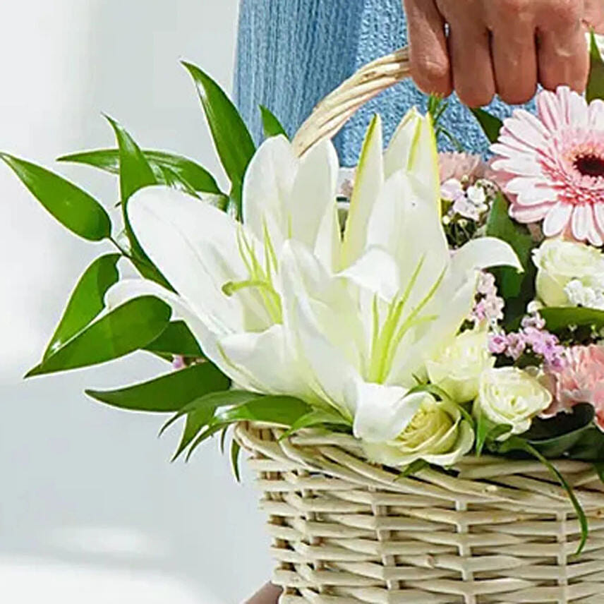 Basket Arrangement Of Gorgeous Flowers