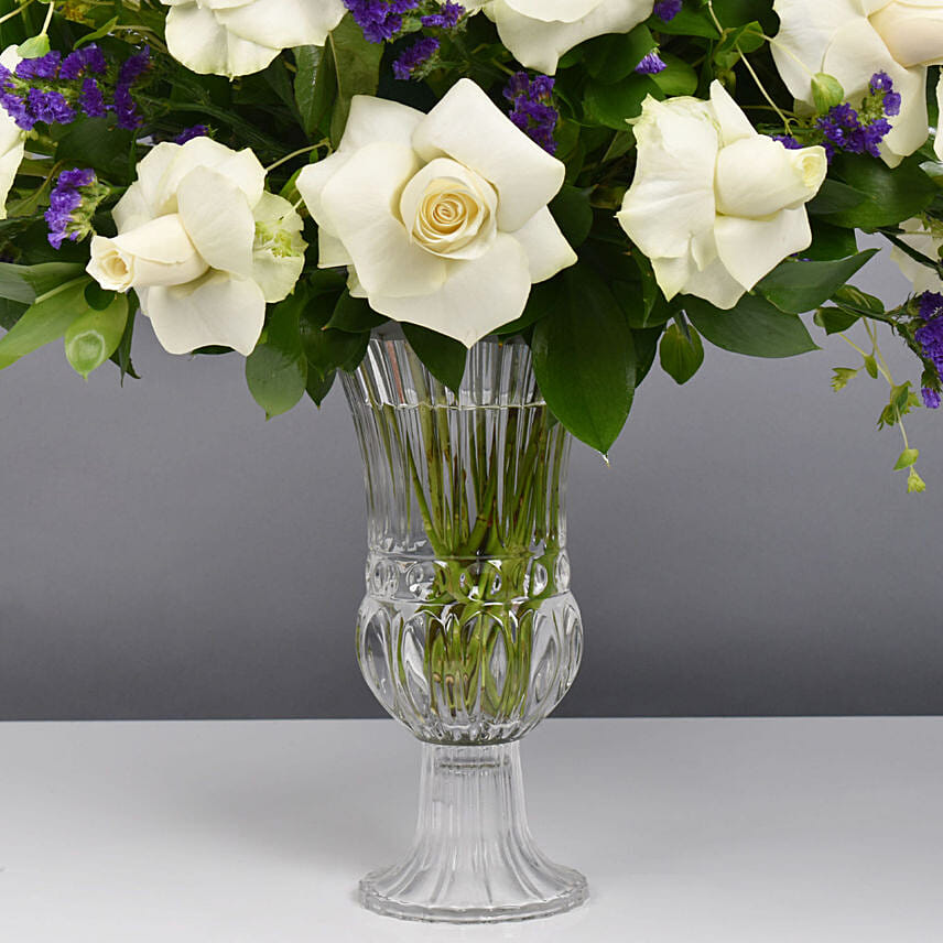Beauty of White and Blue Flowers Vase