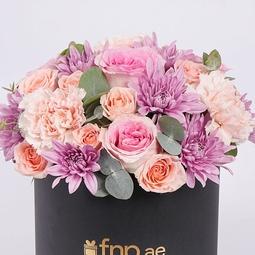 Elegant Flower Arrangement in Black Box