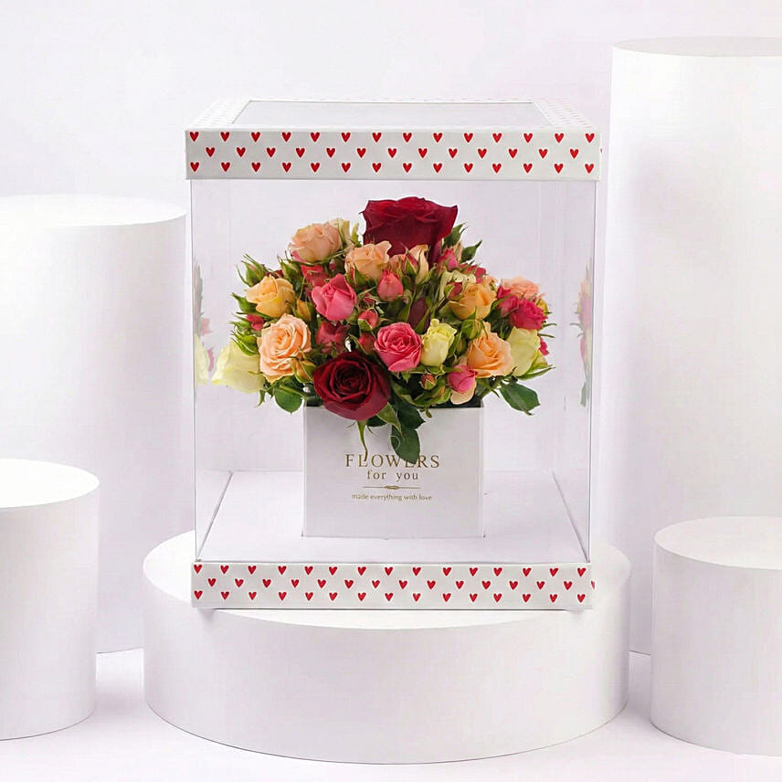 Mixed Roses Elegant Box Arrangement