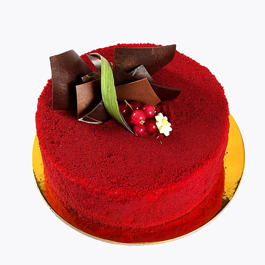 Pink And Red Roses With Red Velvet Cake
