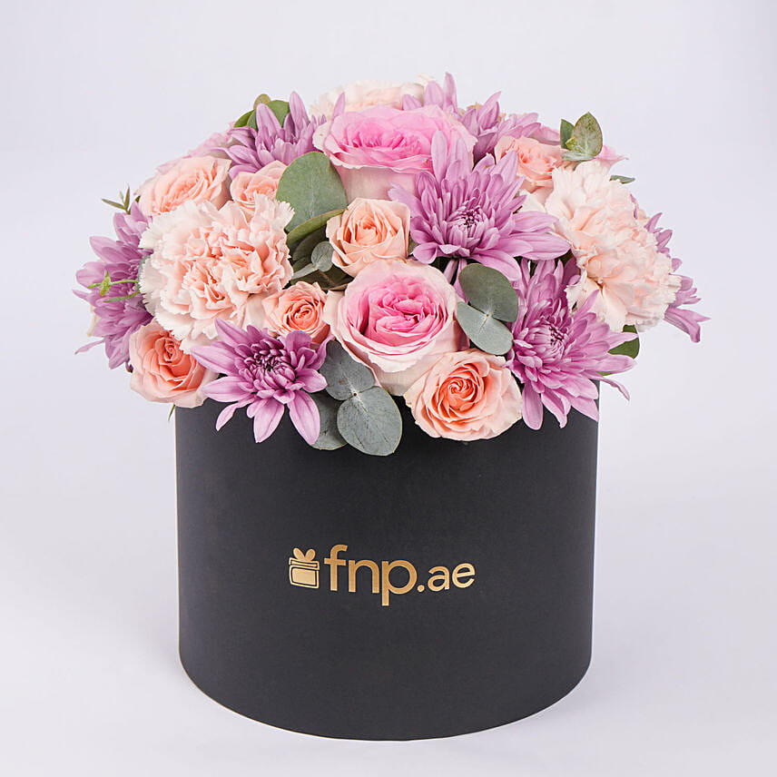 Elegant Flower Arrangement in Black Box: 