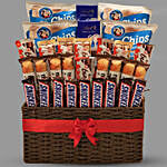 Assorted Chocolates And Chips Basket