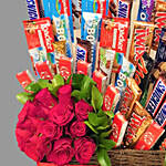 Assorted Chocolates And Roses Gift Basket