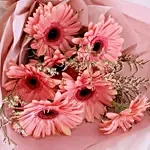 Elegant Pink Gerberas Beautifully Tied Bouquet Standard