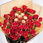 Rochers Bouquet with Red Spray Roses