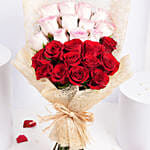 Valentine 12 Pink 12 Red Roses Bouquet