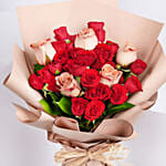 8 Cappaccino and Red Roses Bouquet