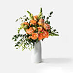 Blooming Peach Rose N Snapdragon Vase Arrangement