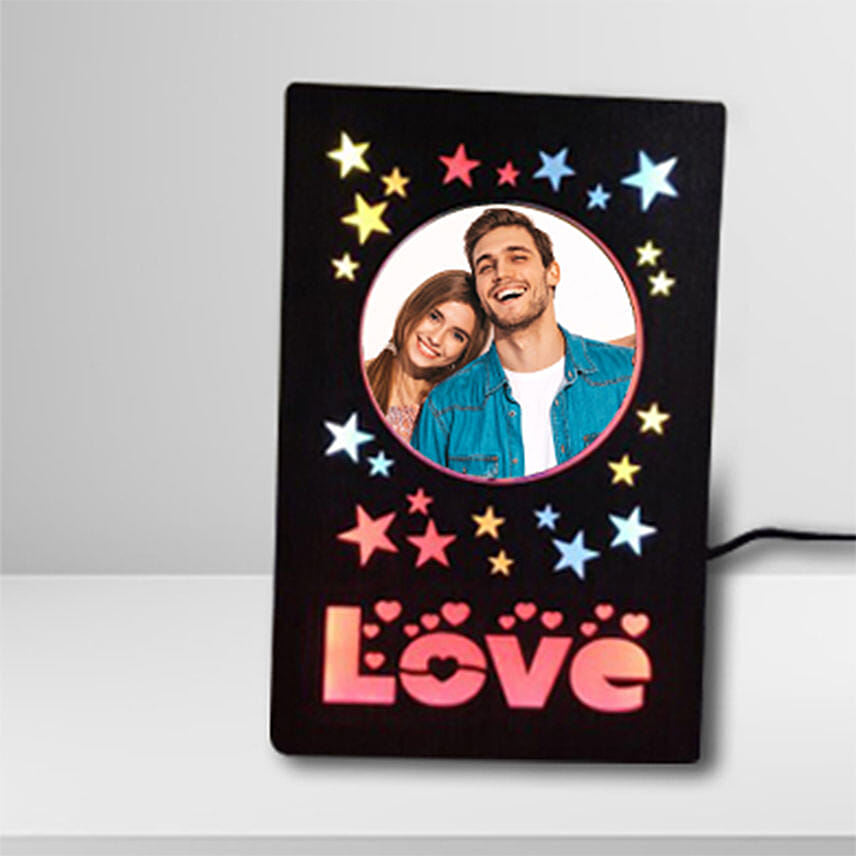 Personalised Love And Stars Led Lights Frame