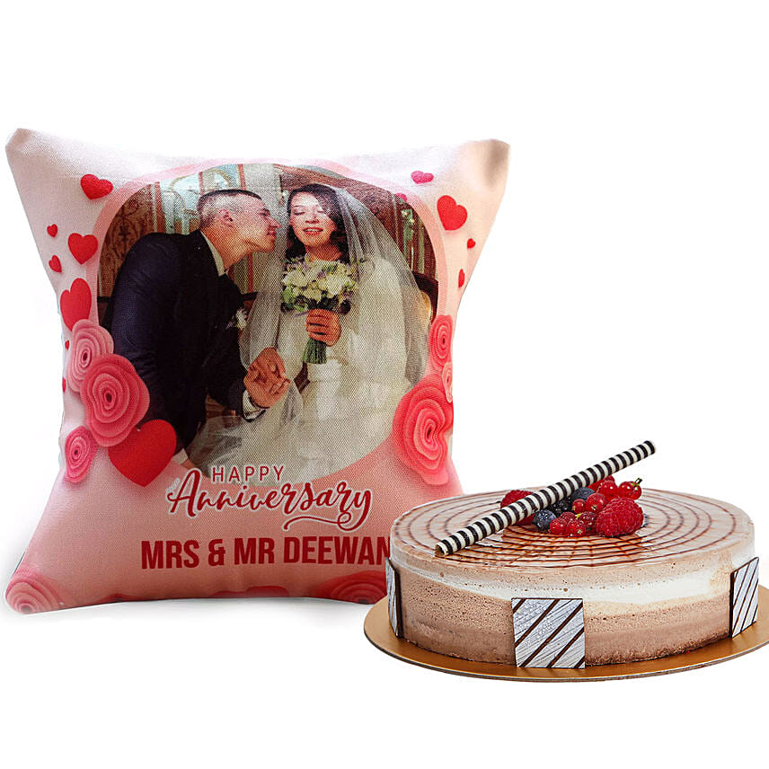 Anniversary Cushion With Triple Choco Cake