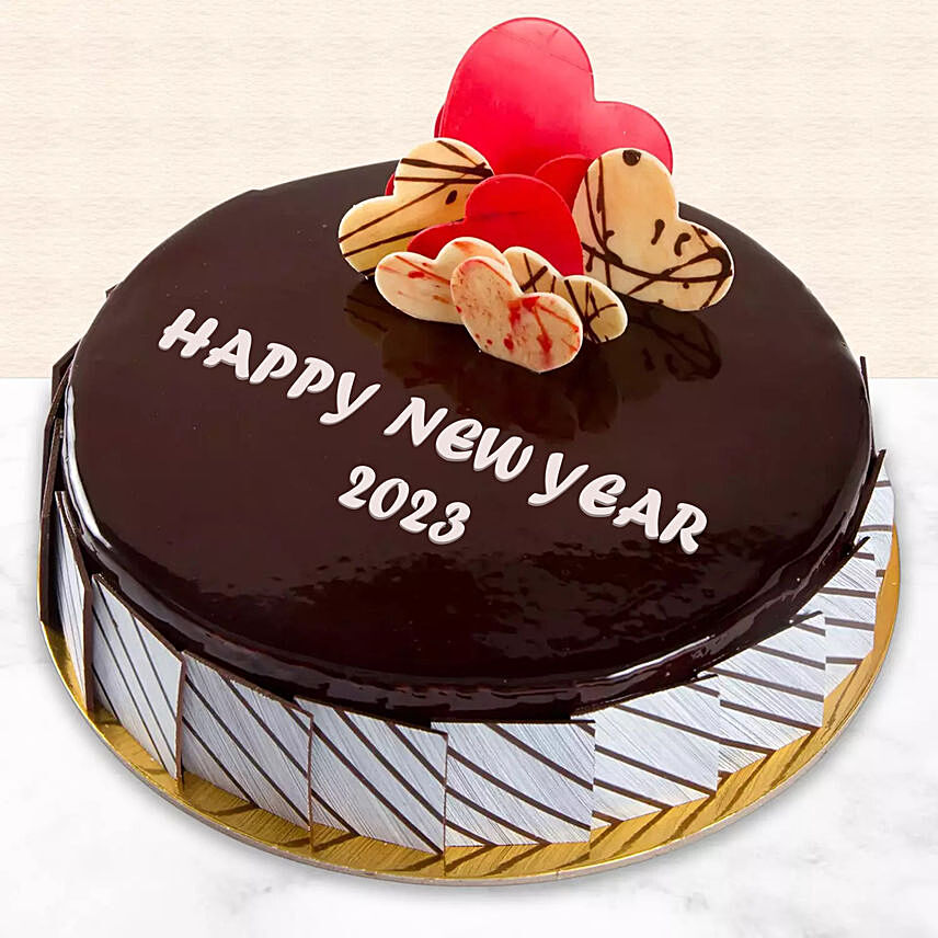 Happy New Year Chocolate Fudge Heart Cake