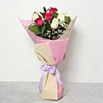 3 Pink And 3 White Roses Bouquet