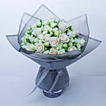 Majestic White Rose & Spray Rose Bouquet