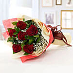 6 Red Roses With Baklawa Sweet Half Kg