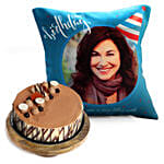 Birthday Cushion With Triple Choco Cake