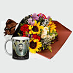 Flower Bouquet And Personalised Mug