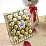 Half Kg Cake With 24 Pcs Ferrero And 6 Roses Bouquet